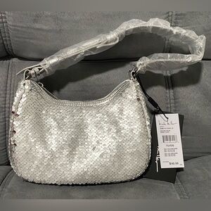 Nicole Miller New York Silver Sequin Handbag NWT MSRP $60